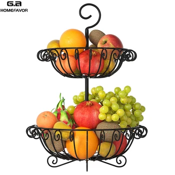 Gyümölcs Kosár Vezeték Tároló Polc 2 Gumiabroncs Önálló design Szervező Cserélhető Élelmiszer-Tartály Konyha Gyümölcs, Zöldség Cucc Rack