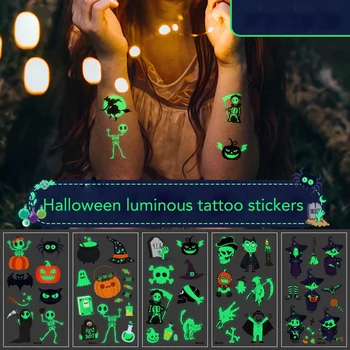 Halloween Tetoválás Matricák Világító Gyermekek Rajzfilm Kawaii Írószerek Matrica Halloween Matricák