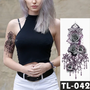 Hamis Ideiglenes Tetoválás Matricák Sötét Rózsa Vállra Tetoválás Vízálló Nők Flash Tetoválás A Body Art