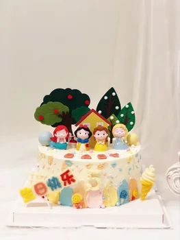 Hercegnő Torta Dekoráció Mini Snow White Party Kellékek Születésnapi Torta Topper Baba Zuhany Lány, Rózsaszín Kastély Sütés Tartozékok