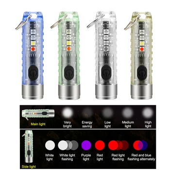 Hordozható Kulcstartó LED Zseblámpa Mini USB Újratölthető Mágneses Zseblámpa 10 Módok Sidelight elakadásjelző Eszköz Fény
