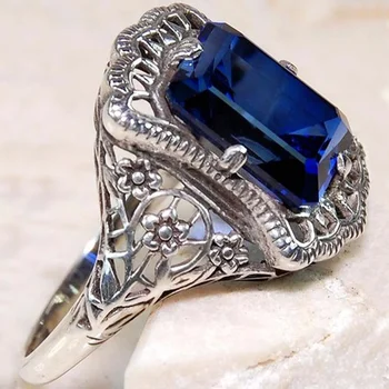 Huitan Etnikai Stílus Női Gyűrű Kék Cirkónium, Esztétikus, Női Kiegészítők Fél Napi Viselni Luxus Ékszer Ajándék