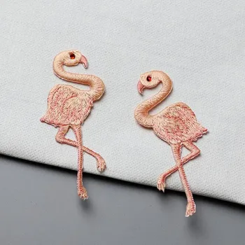 Hé Yonniex 1 Pár Kis Flamingók Hímzett Vas Alkalmazások Foltok Applied Matricák Ruhát Jelvények