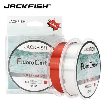 JACKFISH 100M Fluor damil piros/átlátszó két szín 4-32LB Szénszálas Vezető Vonal repülni damil halak