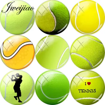 JWEIJIAO Szeretem Tenisz Kép DIY Üveg Cabochon Kupola Tenisz, Futball Labda Kép Demo Lapos Vissza, Hogy Megállapítások