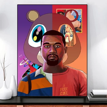 Kanye West Poszter Hip-Hop Zene, a Művészet vászon festmény Hypebeast Zene Wall Art Kép a Nappali lakberendezés Cuadros
