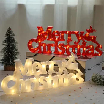 Karácsonyi Dísz Lámpa Room Decor Boldog Karácsonyt Levelet LED karácsonyfa függő Lámpák Haza New Year Party Dekoráció