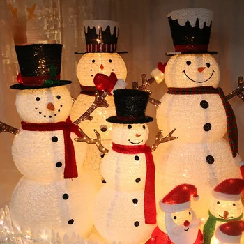 Karácsonyi világító kovácsoltvas hóember baba díszek ablak bevásárlóközpont hotel Karácsonyi jelenet dekoráció Karácsonyi díszek