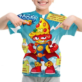 Kazoom Gyerekek Superzings Sorozat 8 T-shirt Fiúk Lányok Rajzfilm Póló Játék NeonBlast Tee Maximum Nyáron a Gyerekek Tshirt Streetwear