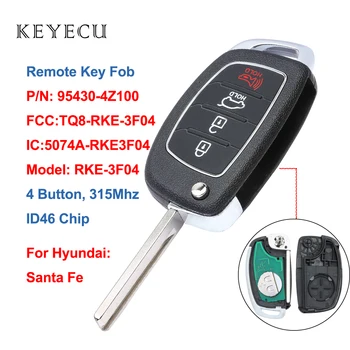 Keyecu Flip Távoli Autó kulcstartó, 4 Gomb 315MHz ID46 Chip Hyundai Santa Fe TQ8-RKE-3F04, 95430-4Z100, 95430-4Z101, RKE-3F04