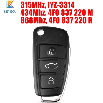 KEYECU Távoli Autó kulcstartó FSK 315 / 434 / 868Mhz a 8E Chip Audi A6 S6 Q7 2004 2015 IYZ-3314 4F0837220M