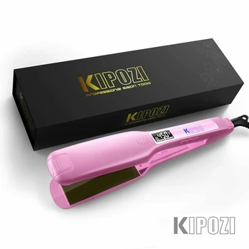 KIPOZI Szakmai hajvasalót Titán Széles Tányér Lapos Vas LCD Kijelző Haj, Lapos hajsütővas Hajformázó Eszköz