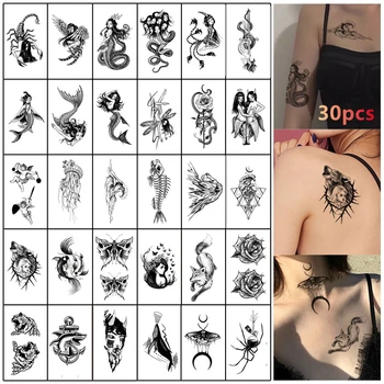 Kis Friss Matricák a Férfiak, mind a Nők Virág, Sellős Matricák Karján Tetoválás Hamis Tetkó a Nő Body Art ideiglenes tetoválás
