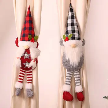 Kreatív Karácsony Mikulás Gnome Függöny Az Elkötő Lefogós Kendő Tárolási Engedélyes Kötelek Ablak Otthoni Dekoráció