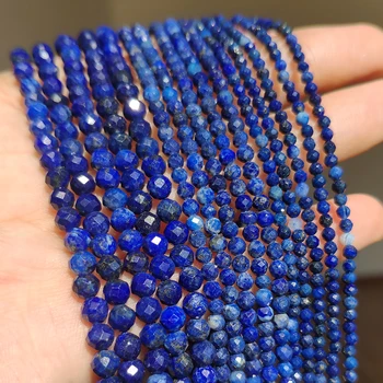 Kék Lapis Lazuli Gyöngy Csiszolt Természetes Kő Kör Laza DIY Gyöngy Ékszerek Készítése, Kézzel készített Karkötő 15inch 2/3/4mm