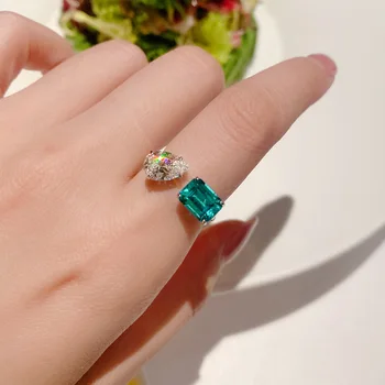 Labor Zafír Gyűrű Igazi 925 sterling ezüst emstone Gyűrűk Nők Esküvő, Eljegyzés, Ékszer Gyönyörű Ígéret