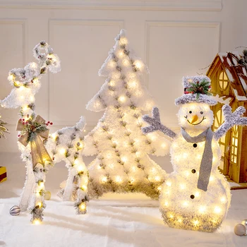 Lakberendezés Tartozékok Karácsonyi Fehér Hóember Fawn LED karácsonyfa Díszítés 2022 újévi Ajándék, Karácsonyi Díszek