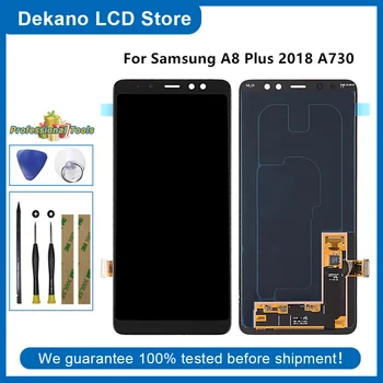 LCD Kijelző Samsung Galaxy A8 Plusz A8+ 2018 A730 SM-A730F SM-A730F/DS A730G/DS érintőképernyő Digitalizáló Összeszerelési Eszközök Matrica