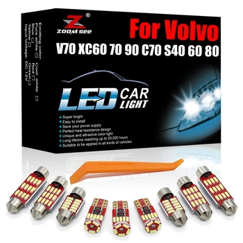 Legfényesebb Fehér Canbus LED-es Belső Készlet Volvo V70 V50 V60 XC60 70 90 C30 C70 S40 S60 S70 S80 S90 Autó Kupola Csomagtartóban Lámpa