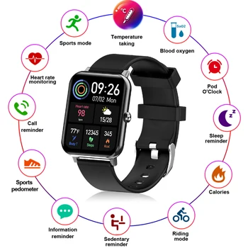 LIGE 2021 Új 1.69 Teljes Érintőképernyős Okos Karóra Férfi Női pulzusmérő Fitness Tracker Karkötő Vízálló Sport Smartwatch Android