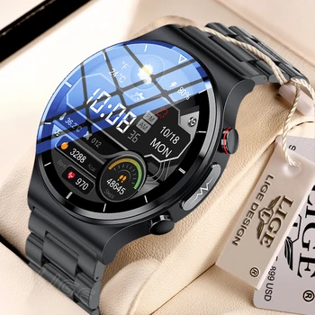 LIGE Intelligens Karóra Férfi EKG+PPG testhőmérséklet Monitor 360*360 HD Képernyő Watch IP68 Vízálló Vezeték nélküli Töltő Smartwatch