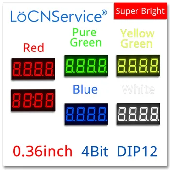 LoCNService 30DB 0.36 Inch Digitális Cső LED Kijelző 4 Kis Piros Sárga Zöld Kék Fehér Közös Anód / Katód 7 Szegmens 0.36 inch