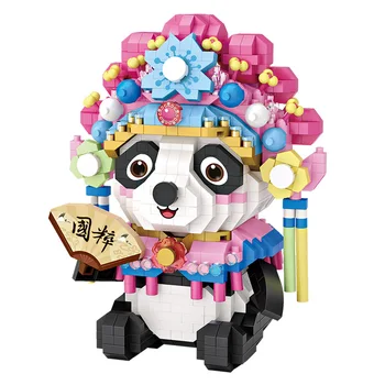 LOZ Pekingi Opera Panda Micro építőkövei Kínai Stílusú Gyönyörű Cuki Panda Összeszerelt Modell Tégla Számok Játékok