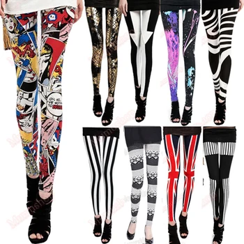 Lány, Hölgy, Nő, Szexi, Vad Csíkos Zebra Punk Funky Ceruza Vékony Leggings Vékony Nadrág
