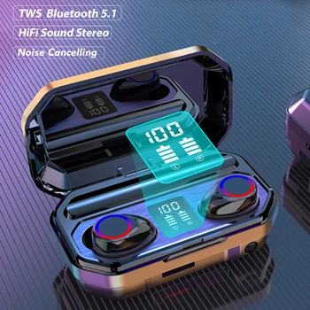 M15 TWS Vezeték nélküli Bluetooth-5.0 Hadset 9D Sztereo HIFI Fejhallgató LED Kijelző zajszűrő Zene Sport Fülhallgató Okostelefon