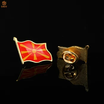 Macedón Zászló Bross Euro Ország Fém, Zománc Festék Hajtóka Levehető Pillangó Csattal Kitűző Jelvény Dekoráció Ékszer Kollekció