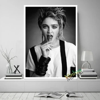 Madonna Poszter Zene, Énekes Sztár, Vászon, Művészi, Fekete-Fehér Falon A Képek Élő Kocsmai Lakberendezés Festmény Ajándék