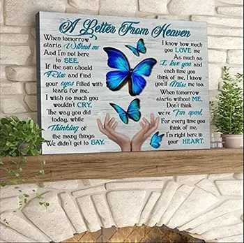 Memorial Szimpátia Ajándék Pillangó Memória Ajándék Emlékezés Ajándék Egy Levelet a Menny Kék Pillangó Jelet Dekoráció Fém Tábla Plakát