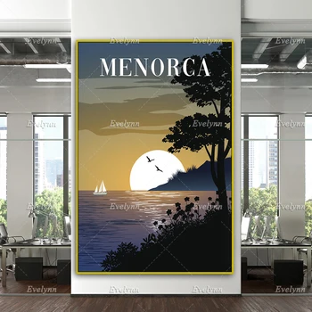 Menorca Utazási Nyomtatás, Menorca Utazási Poszter, Spanyolországba Utaznak, Poszter, Spanyolország Nyomtatás Otthon Dekor, Fali Vászon Művészi Nyomatok Egyedi Ajándék