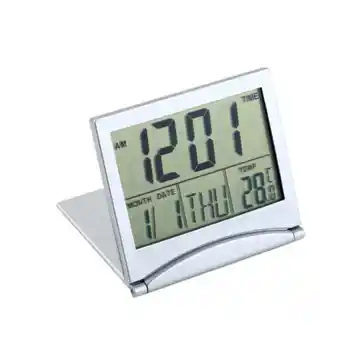 Mini Összecsukható LCD Kijelző Naptár, Ébresztőóra Asztal Digitális Hőmérséklet Időjárás-Fedezze Rugalmas Asztal asztali Óra Kiváló minőségű