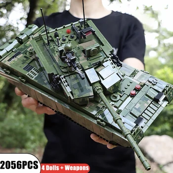 MOC Műszaki RC 99A Main Battle Tank Modell építőkövei Katonai Távirányító Elektromos Tartály Tégla Játékok Gyerek 2056PCS