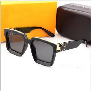 Márka design férfi retro napszemüveg Luxus UV400 szemüveges Férfi tér vezetés fekete szemüveg Tartalmaz doboz