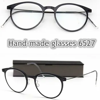 Nem csavart titán kör szemüveg keret a férfiak, mind a nők 6527 Extra Könnyű Retro Kis Kerek keret rövidlátás Oculos de grau