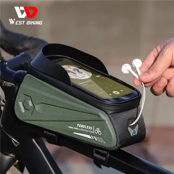NYUGAT-KERÉKPÁROZÁS Esővédő Kerékpár Táska MTB Kerékpár Váz Elülső Felső Cső Kerékpáros Táska 7in Érintőképernyős Telefon Esetében Csomag Kerékpár Kiegészítők