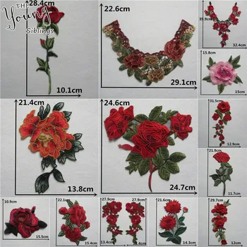 Népszerű stílus virágmintás Csipke Hímzés Dekoltázs Applied Varrás Csipke Gallér Dekoratív Ruházati Kiegészítők YL511-YL530