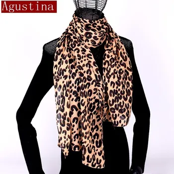 Női sál chiffon leopárdmintás sjaal poncsó sál téli hidzsáb kendő állat márka a luxus szatén köpeny köpeny kabát, meleg schal