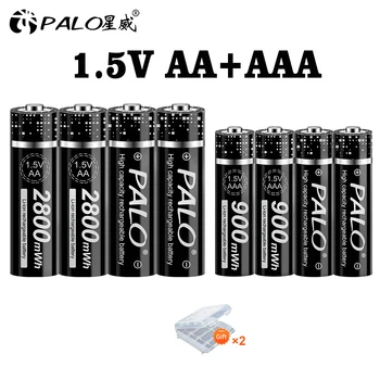 PALO 1,5 V AA Li-ion Újratölthető Akkumulátor 3000mWh + 1,5 V AAA Újratölthető Lítium Akkumulátor 900mWh Órák egerek számítógépek játékok