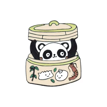 Panda Zsemle Fém, Zománc Bross Aranyos Rajzfilm Gombóc Gőzös Jelvény Kitűző Kínai Karakter Trendi Jelmez Hátizsák Ékszer Ajándék