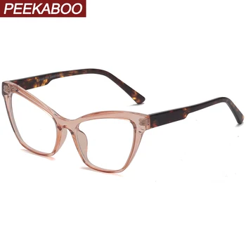 Peekaboo retro stílusú női szemüveg optikai TR90 macska szem, szemüveg keret, a nők tiszta lencse-acetát női magas minőségű vörös-fekete