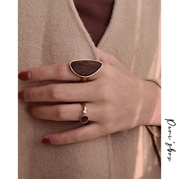 Peri'sBox 2 Tervek Sötét Fából készült Gyűrűk Nők Szabálytalan Arany Geometriai Gyűrűk Nyilatkozat Gyűrűk Nagy Méretű Mindennapi Ékszerek 2019