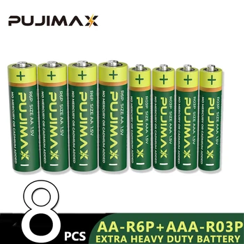 PUJIMAX 8db 1,5 V-os AA/AAA Szuper Erős Kombináció Megfelel Szén-Cink Eldobható Száraz Akkumulátor Rádió Játékok Távirányító Stb