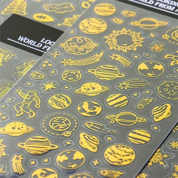 PVC Fólia Aranyozott Matricák Aranyos Írószer DIY Scrapbooking Folyóiratok Tervező Napló Dekoráció Vízálló Kawaii Tömítő Matrica