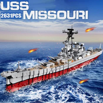Raktáron Katonai Fegyverek Sorozat A USS Missouri Hadihajó Meghatározott Modell Tégla MOC Háborús Játék Hajó építőkövei Játékok Gyerekeknek Ajándékokat