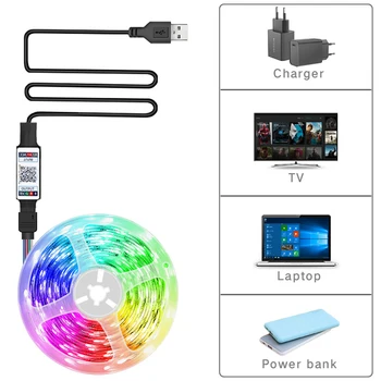 RGB 5050 5V USB Led Szalag Lámpa Bluetooth Alkalmazás, Vezérlés Led Szalag Flexibilis Szalag Dióda Szalag TV Háttérvilágítás Terem Dekoráció