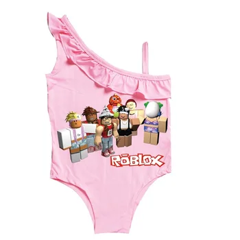 ROBLOX leányka Fürdőruha Egy Darab gyermek nyári Gyerekek Fürdőruha Pink Beach fürdőruha Aranyos Catoon Anime Ábra Nyomtatási 2-10Years 2021
