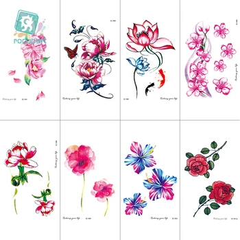 Rocooart Divat A Nők Színes Virág Design Ideiglenes Testet Karok Lábak, Nagy Méretű Hamis Rózsa Tetoválás Vízálló Tetoválás Matrica